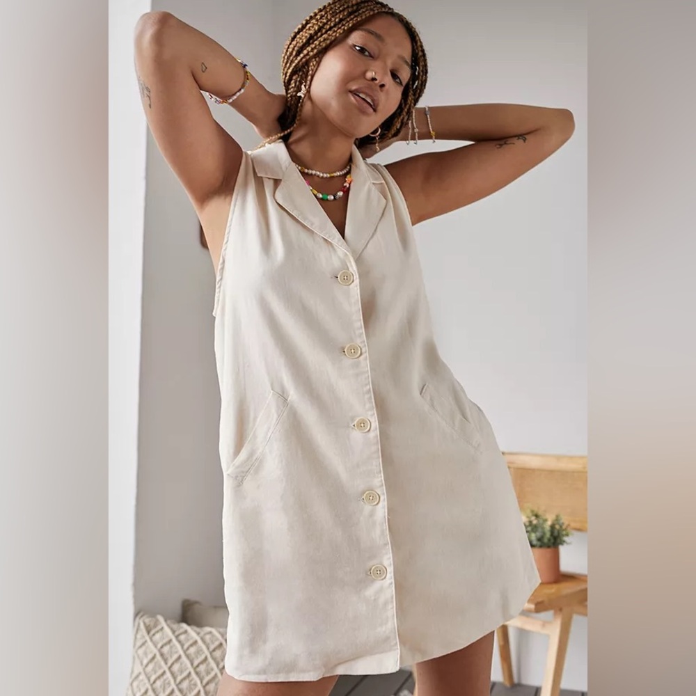 Urban Outfitters Linen Blend Button-Up Dress